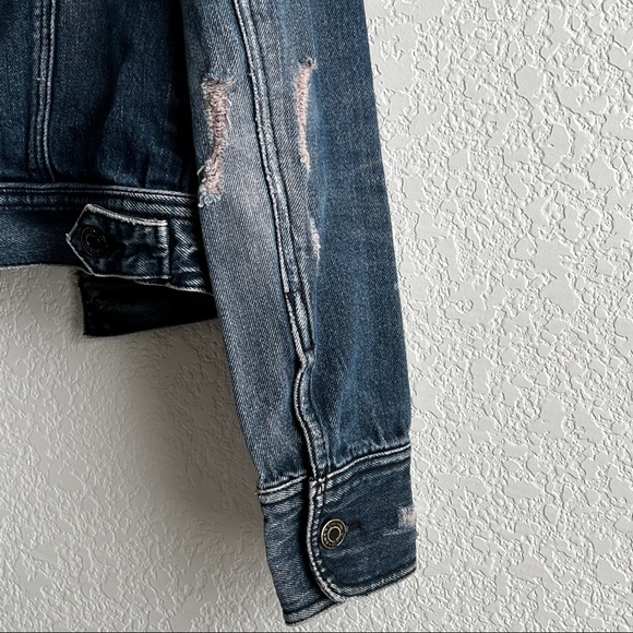 Twenty One Juniors Small Cropped Distressed Jean Jacket - Picture 6 of 8